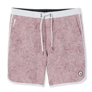 Vuori Brown Board Shorts with Textured Floral Design Size 38